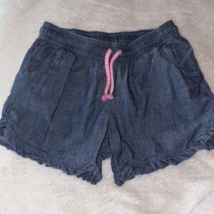 Gently loved Girls Ruffle Hem Chambray Pull On Shorts by Lands End